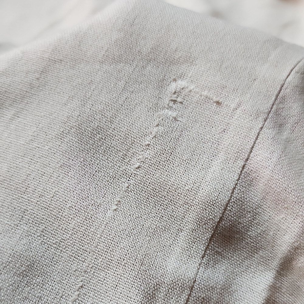 HAPPILY GREY | Beige Rayon Linen Blend Wide-Leg Tie Waist Boho Patch Pants | XL - Picture 6 of 11